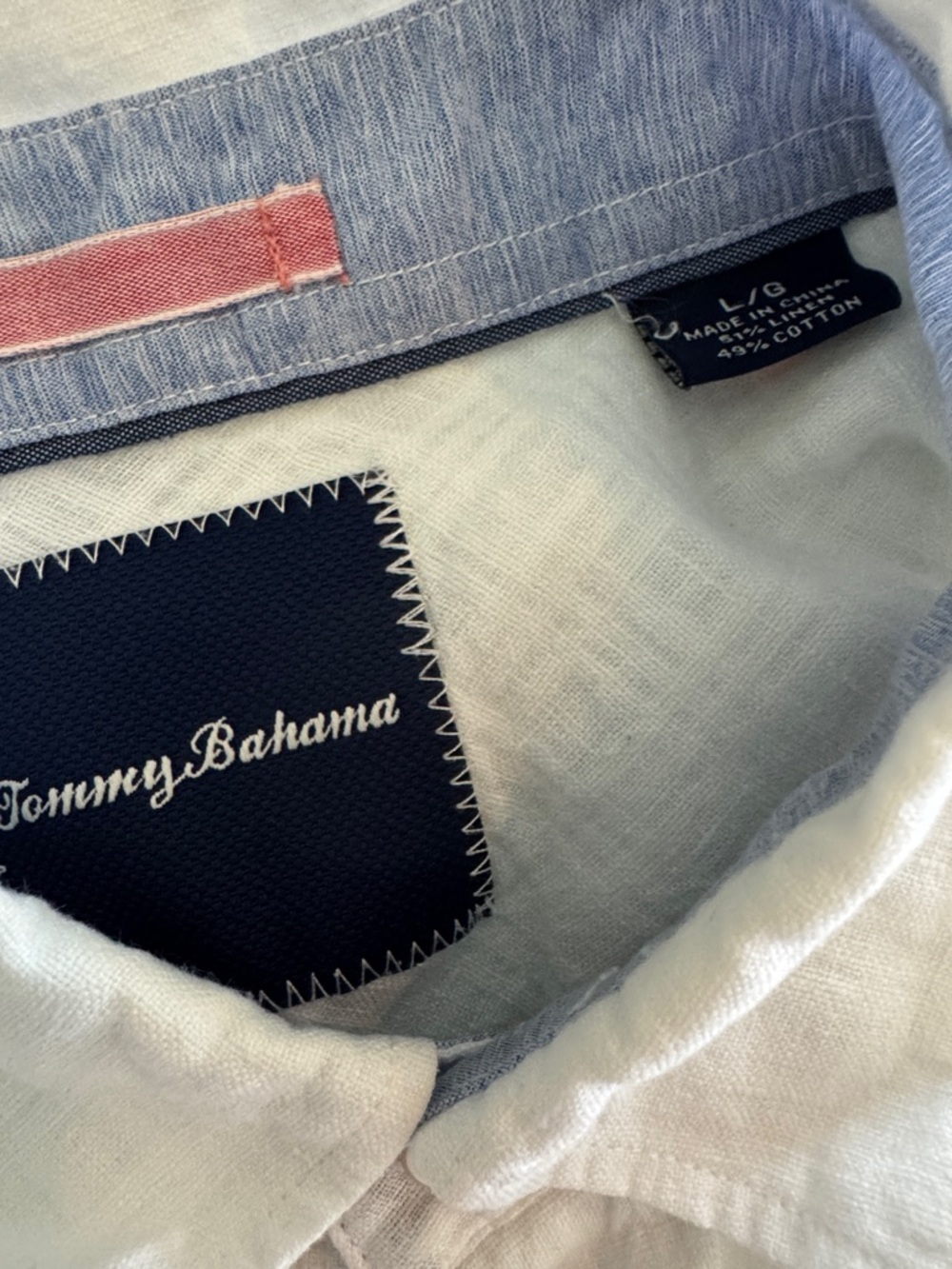 Johnny Bahama Linen Cotton Shirt Large White Coastal Resort Beach Button Up - Picture 4 of 15